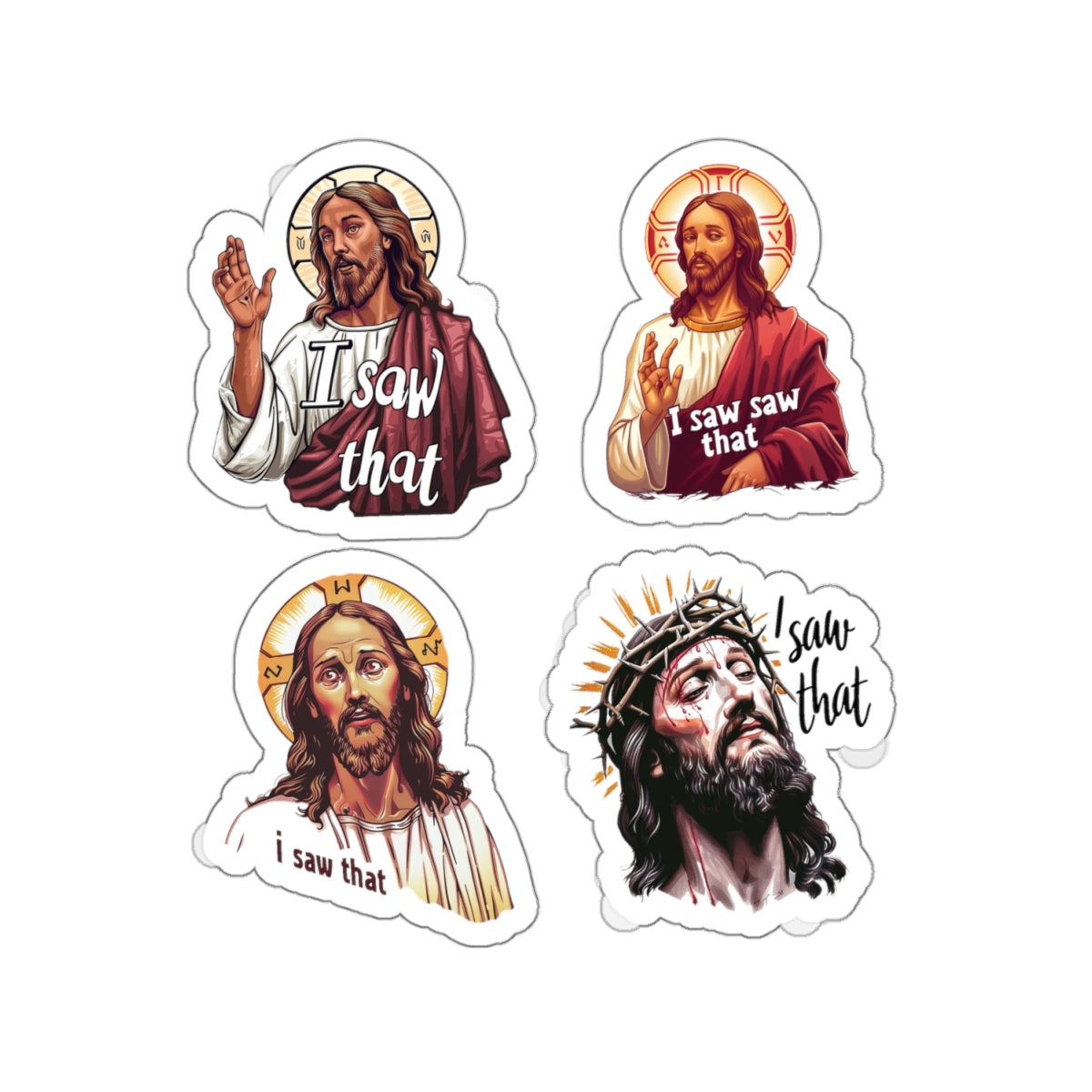 Jesus "I saw that" meme Kiss-Cut Sticker