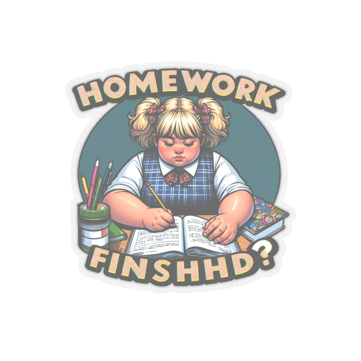 Home work girl Kiss-Cut Sticker