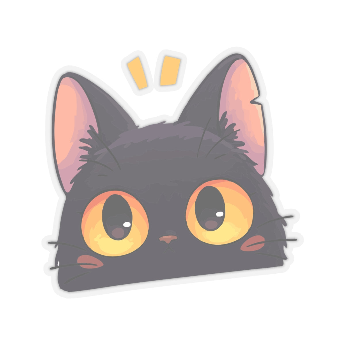 Black cat peeker Kiss-Cut Sticker
