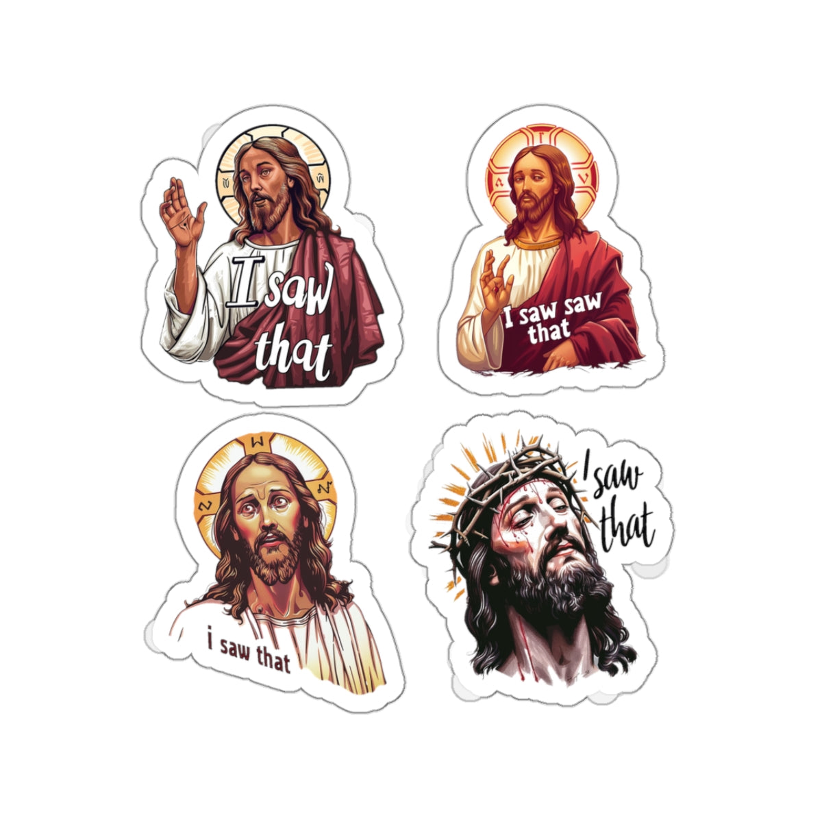 Jesus "I saw that" meme Kiss-Cut Sticker